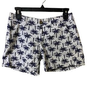 Old Navy Chino White and Blue Palm Tree Shorts Size 0